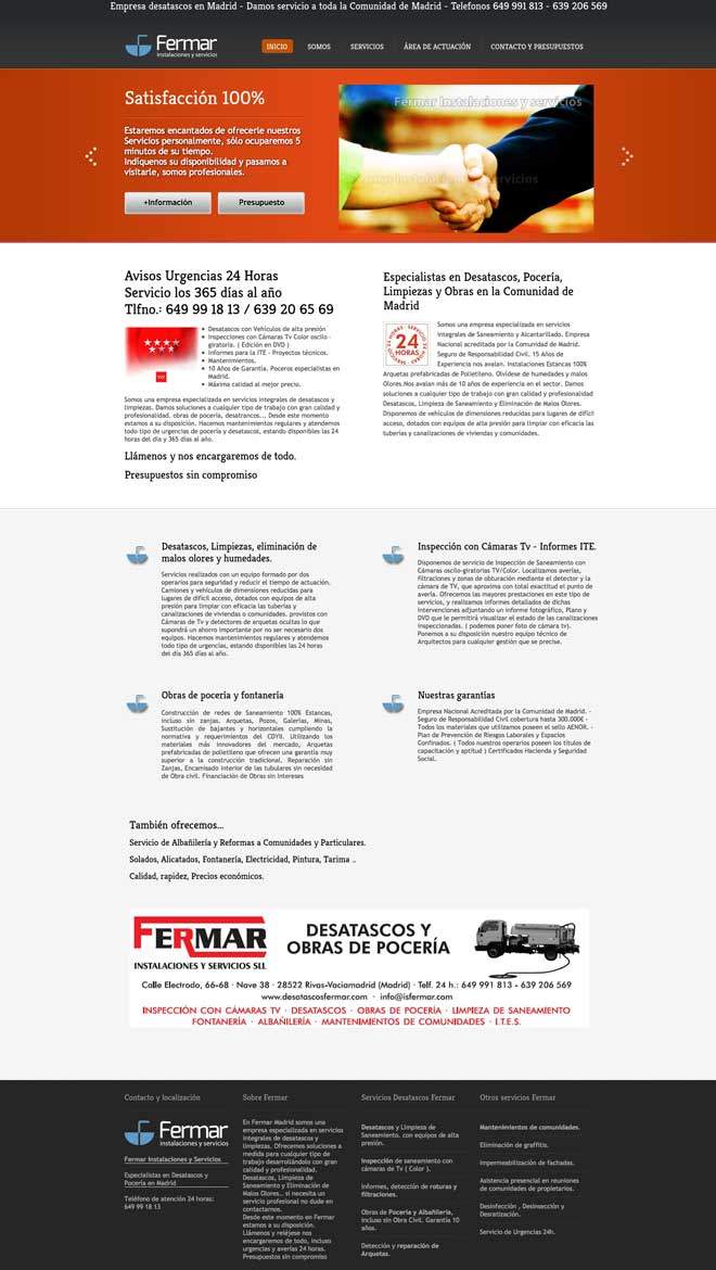 creación de página web para empresa desatascos pocería en Madrid