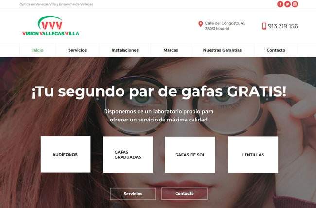 Diseño de página web para óptica clínica de oftalmología de Madrid
