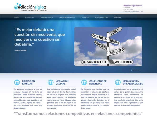 Diseño de página web para empresa de Mediacion Social