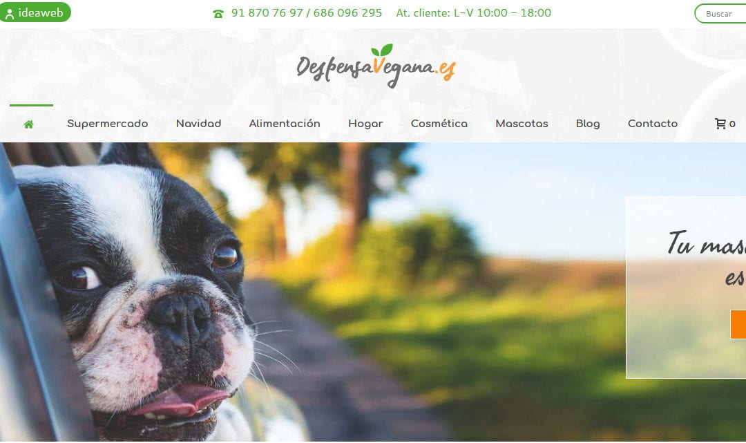 Rediseño web de tienda online. Diseño de tienda vegana de alimentación.