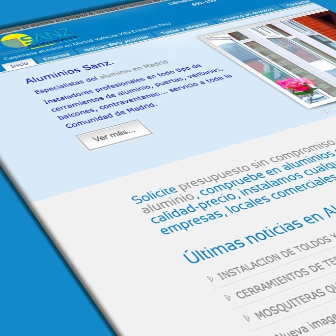 Diseño de página web para empresa de aluminios y toldos en Madrid